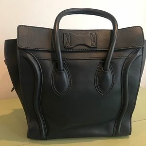 Large Navy Leather Tote Bag